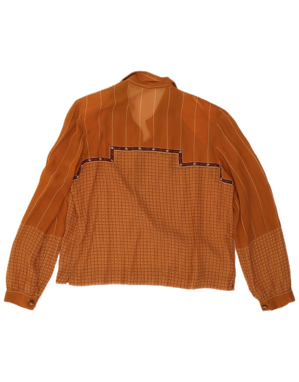 Vintage ženska majica dugih rukava IT 48 XL smeđa geometrijska