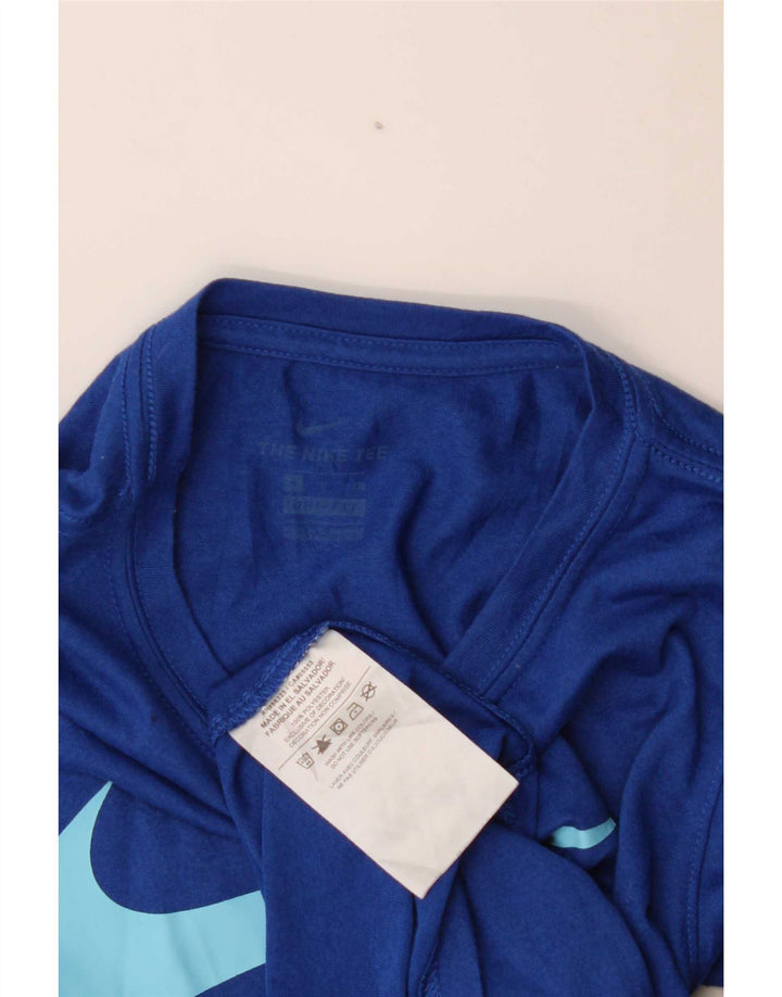 Nike Boys Dri Fit Graphic T-Shirt Top 9-10 Years Blue Poliester