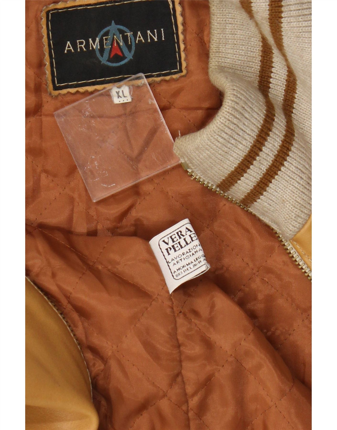 Vintage muška bomber kožna jakna UK 42 XL bež koža