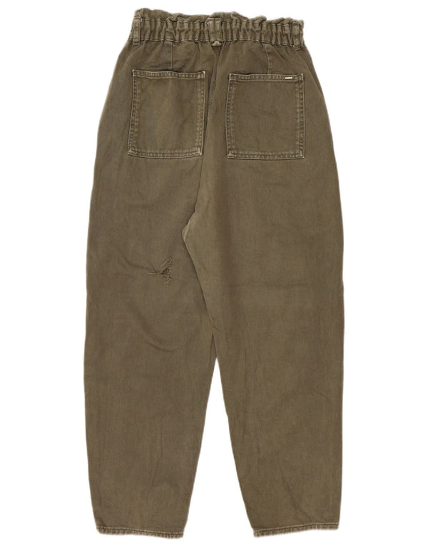 Zara Womens Crop High Waist Tapered Jeans EU 40 Medium W30 L25 Khaki