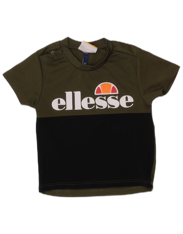 ELLESSE Baby Boys Graphic T-Shirt Top 6-9 Months Khaki Colourblock