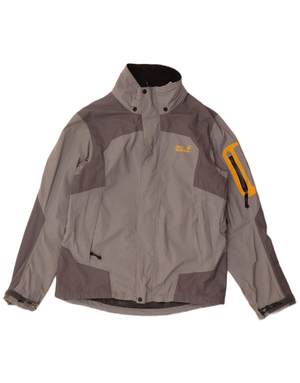 Jack Wolfskin muška kišna jakna UK 40/42 Large Gray Colourblock poliamid
