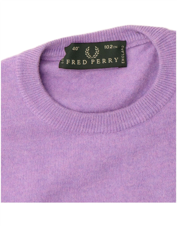 Srednje ljubičasta vunena ženska pulover s okruglim izrezom Fred Perry