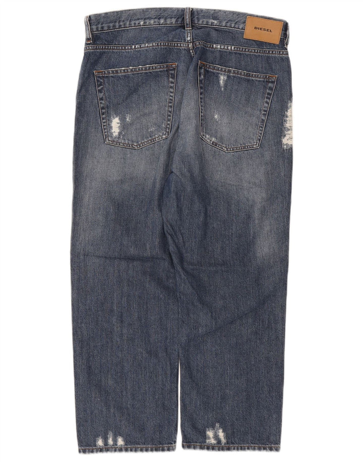 DIESEL Mens Regular Fit Distressed Cropped Jeans W31 L23 Blue