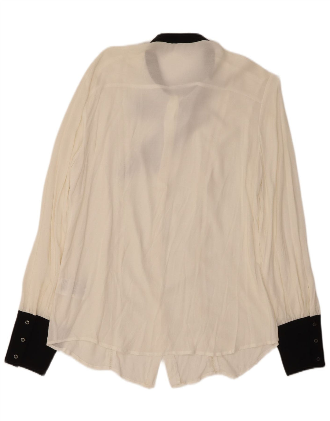 BENETTON Ženska košulja s leptir mašnom UK 16 Velika bijela boja, viskoza