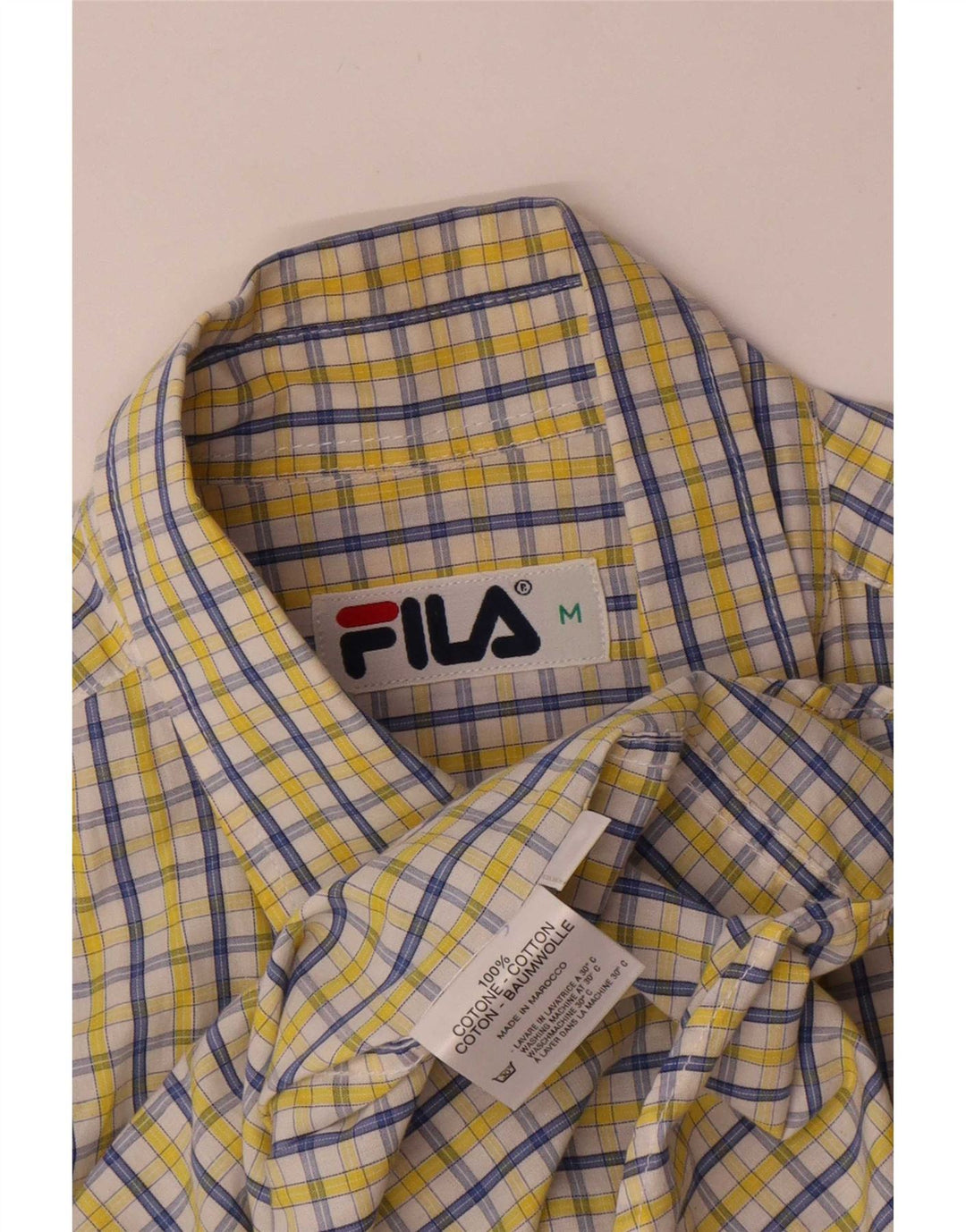 Fila muška košulja kratkih rukava Srednje žuta karirana pamuk