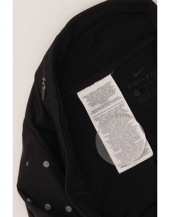 Nike Ženske Dri Fit Leggings UK 10 Mali crni poliester na točkice