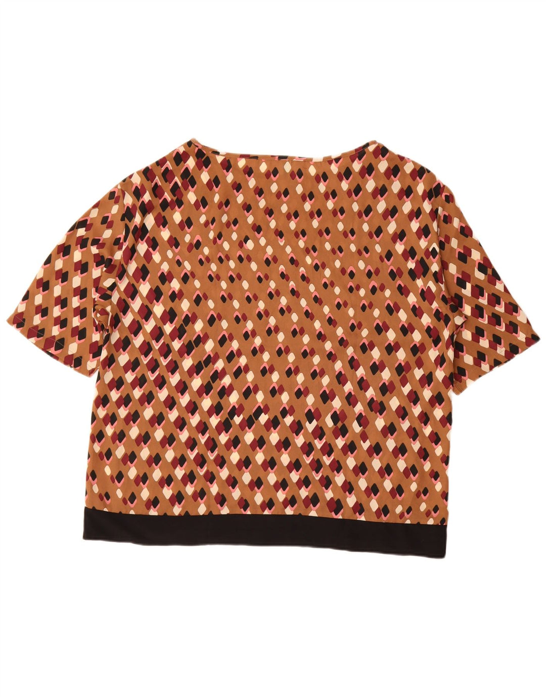 Benetton gornji dio ženske bluze UK 16 Large Brown Geometric