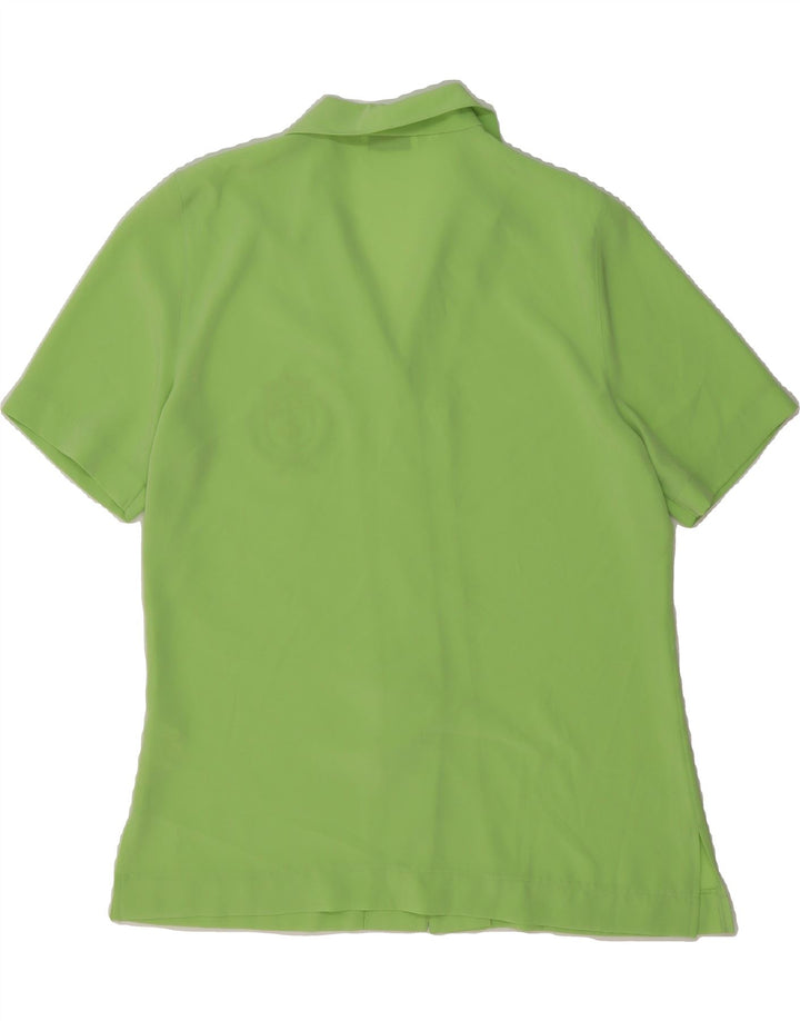 VINTAGE Womens Longline Short Sleeve Shirt IT 44 Medium Green Polyester Vintage Vintage and Second-Hand Vintage from Messina Hembry 