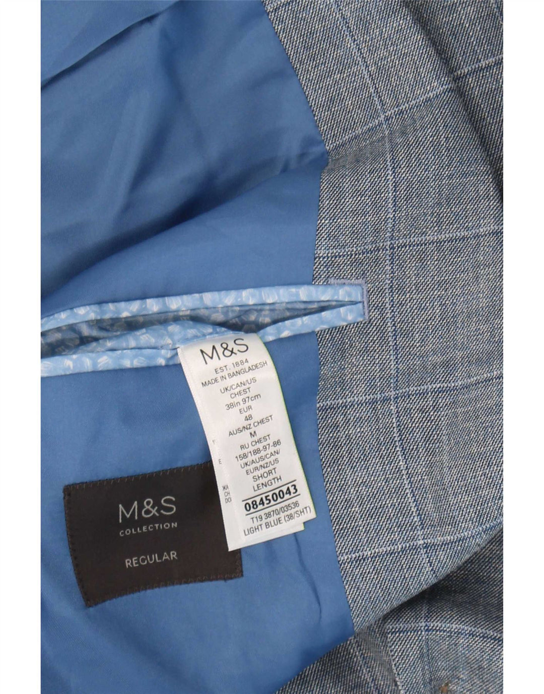 Marks & Spencer muška jakna sa 2 gumba UK 38 srednje plavi karirani
