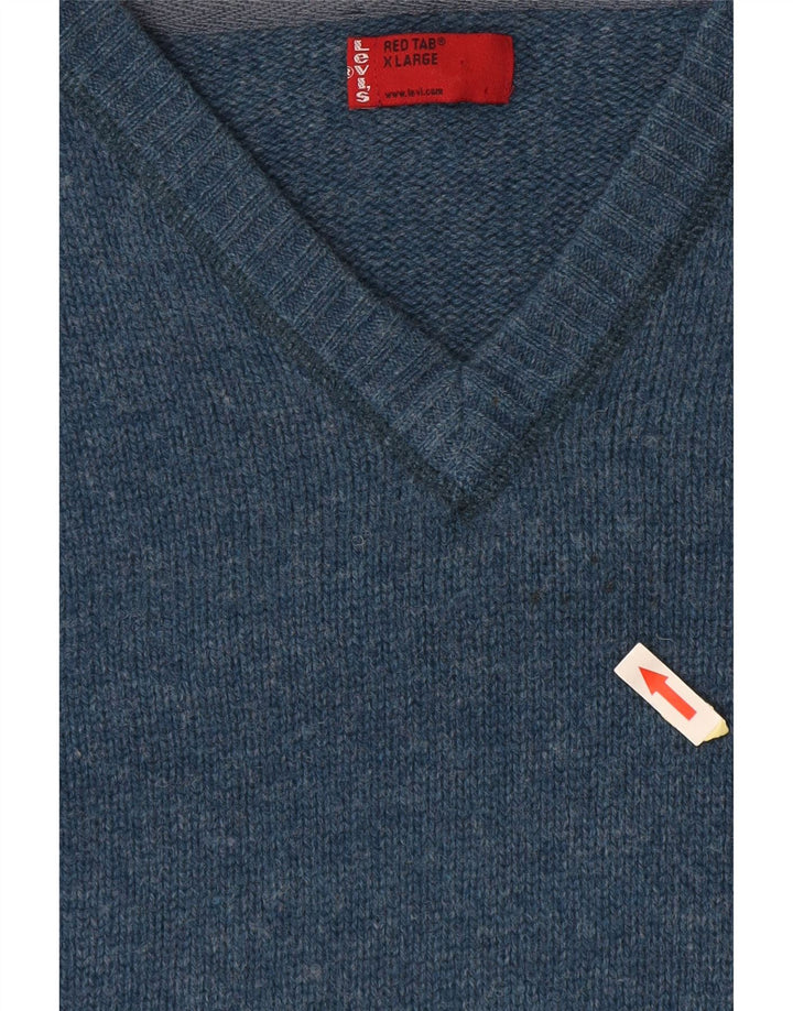 LEVI'S muški džemper s V-izrezom XL plava vunena