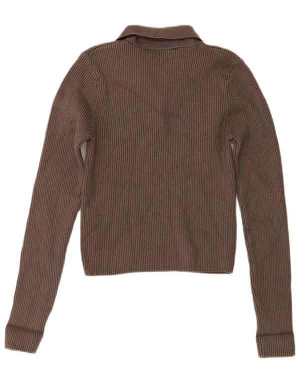 Zara ženski džemper s polo ovratnikom UK 12 Srednje siva viskoza