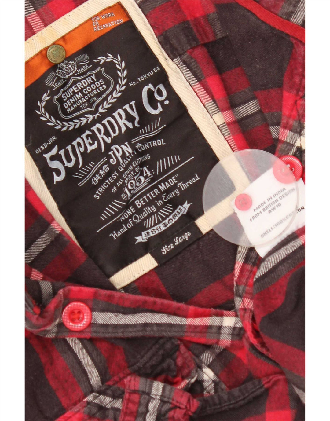 Superdry muška flanelska košulja, veliki crveni karirani pamuk