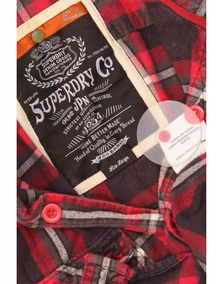 Superdry muška flanelska košulja, veliki crveni karirani pamuk