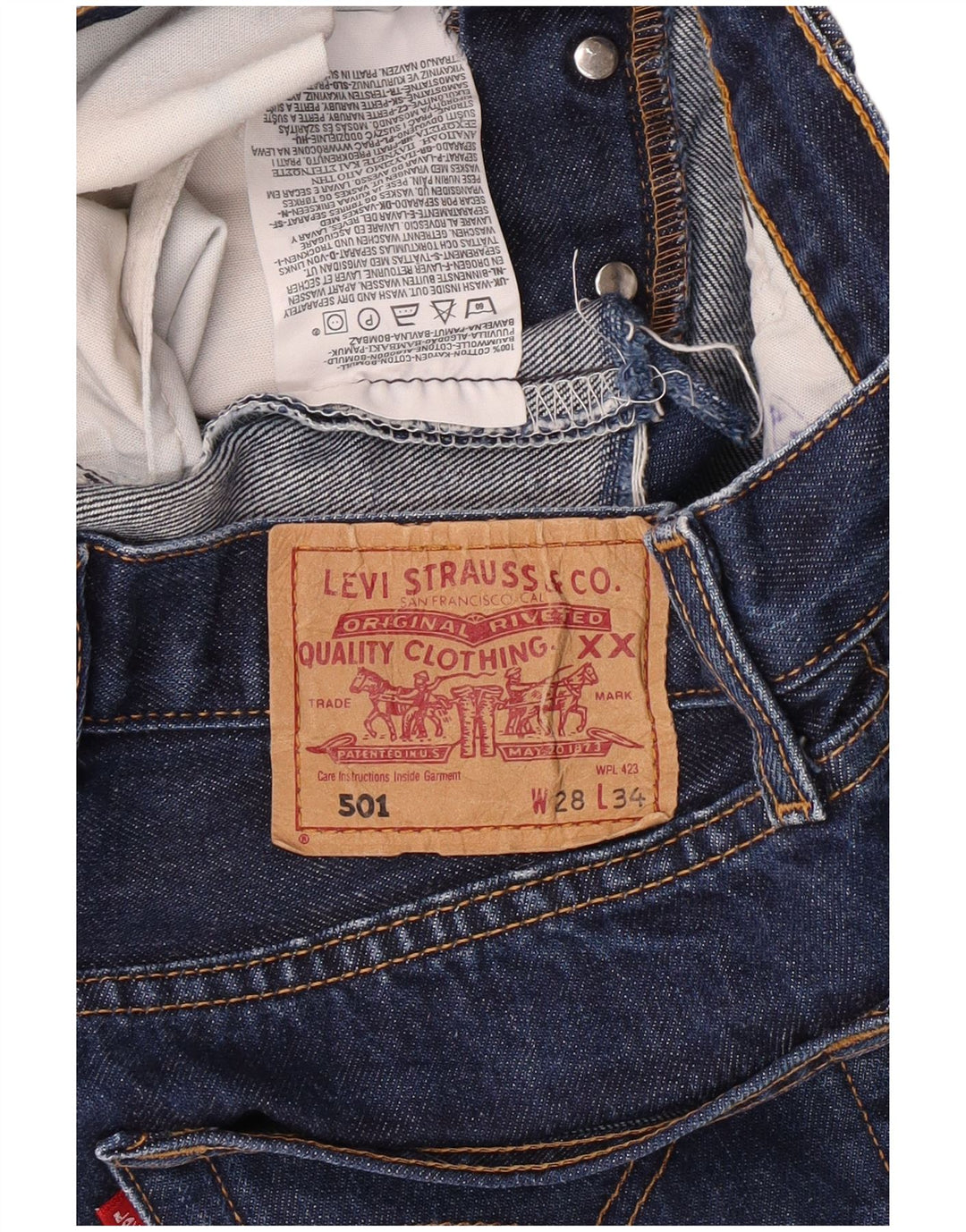 Levi's ženske 501 traper kratke hlače W28 srednje plave pamučne klasične
