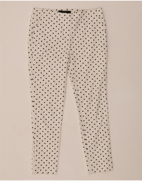 ZARA Womens Slim Cropped Trousers Small W26 L26 White Polka Dot Cotton