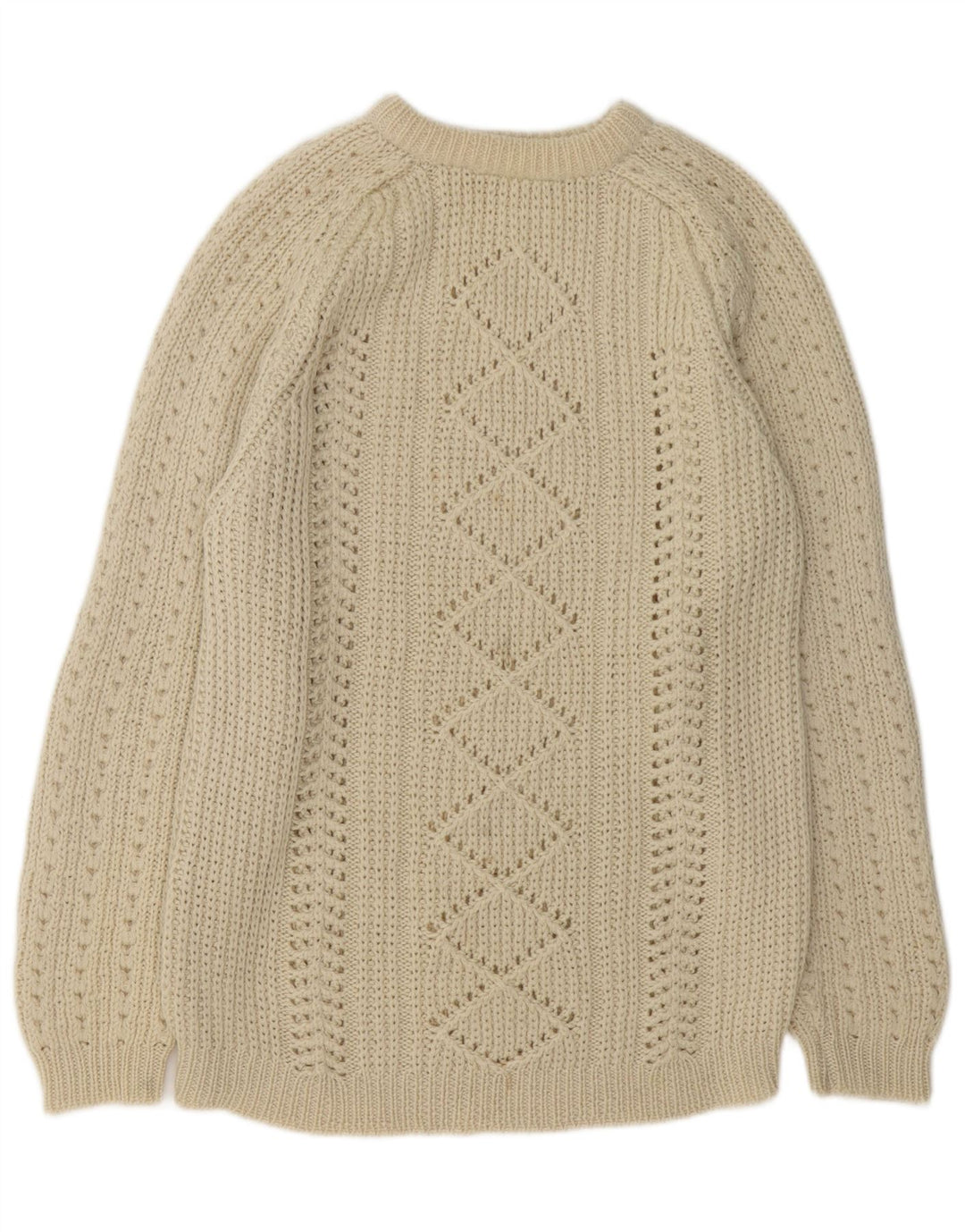 Vintage ženski džemper s veznim izrezom UK 14 Large Off White