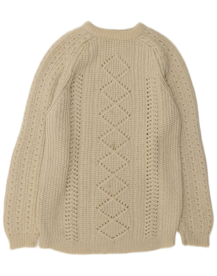 Vintage ženski džemper s veznim izrezom UK 14 Large Off White