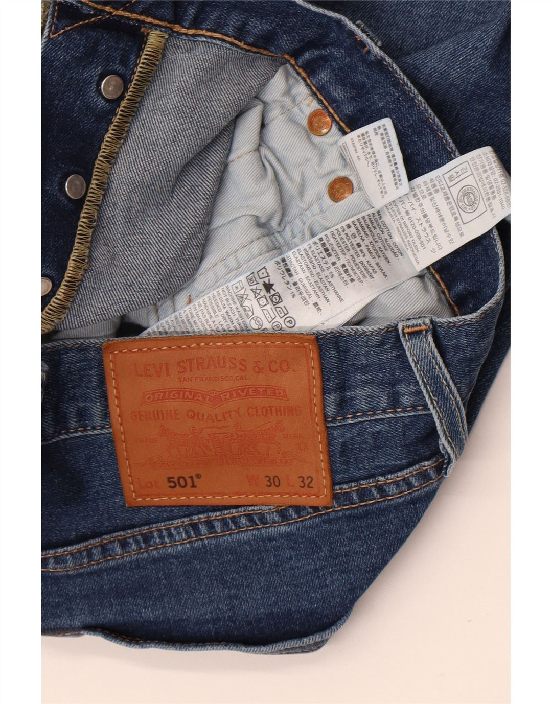 LEVI'S muške 501 ravne traperice W30 L32 plavi pamuk