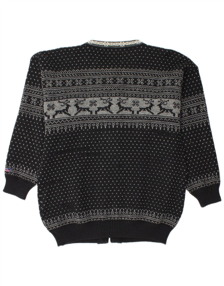Norwool muški kardigan džemper srednje crne boje Fair Isle New Wool