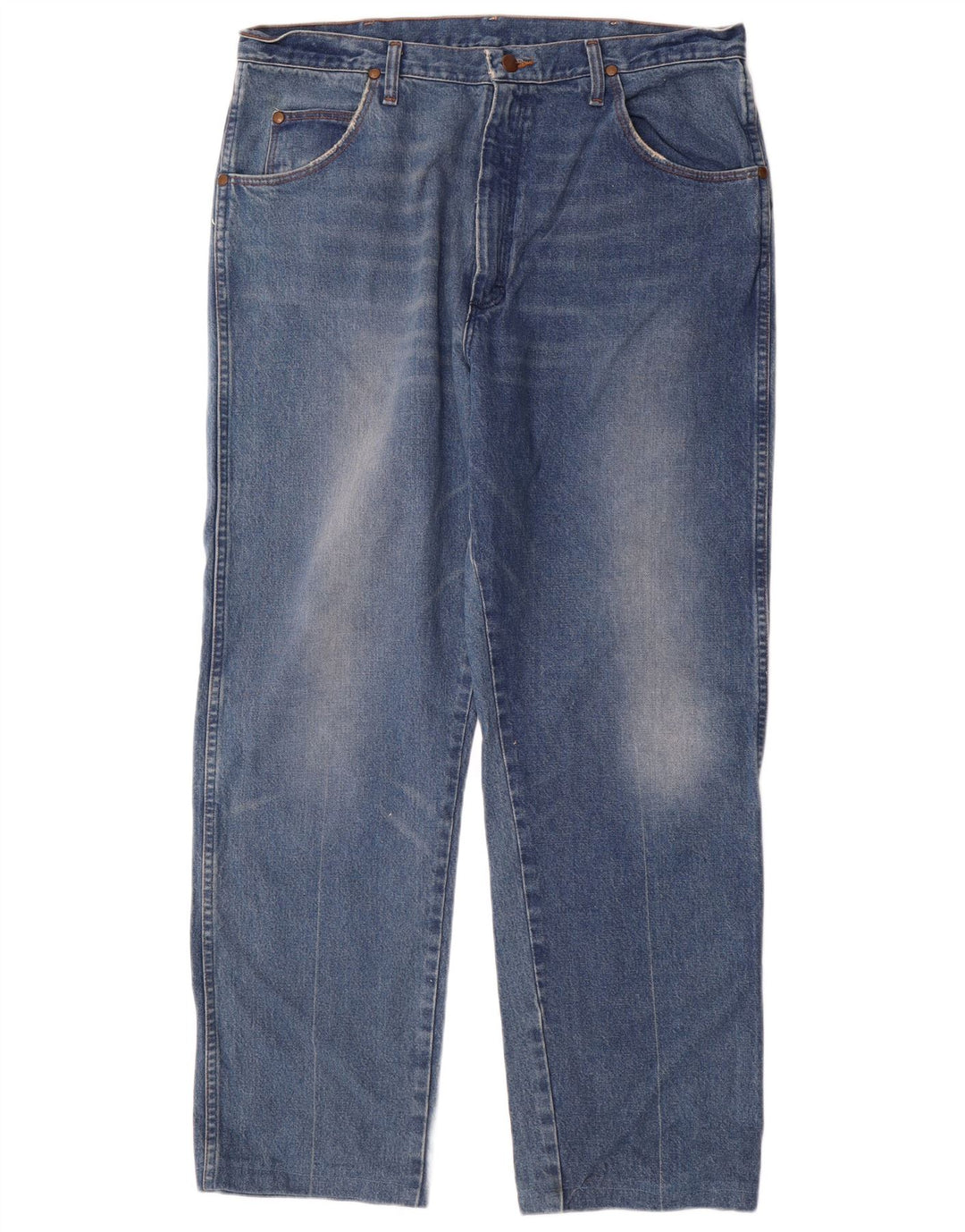 Wrangler muške ravne traperice W38 L30 plavi pamuk