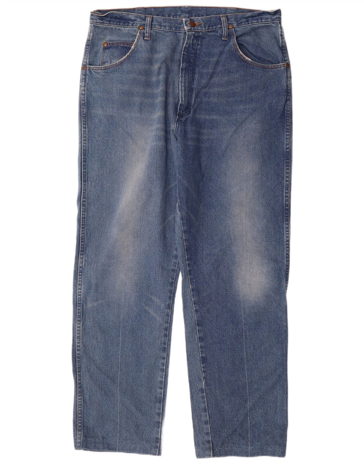 Wrangler muške ravne traperice W38 L30 plavi pamuk