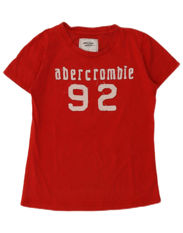 Abercrombie & Fitch Ženska grafička majica kratkih rukava UK 12 Srednje crvena pamuk
