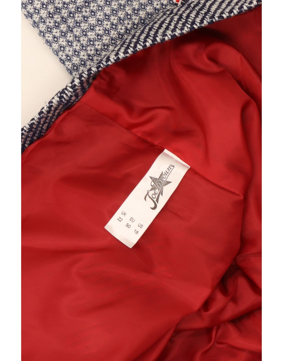 JOE BROWNS Ženska jakna s 4 gumba UK 22 3XL tamnoplavi karirani