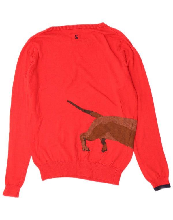 Joules ženski džemper s veznim izrezom UK 10 mali crveni pamuk