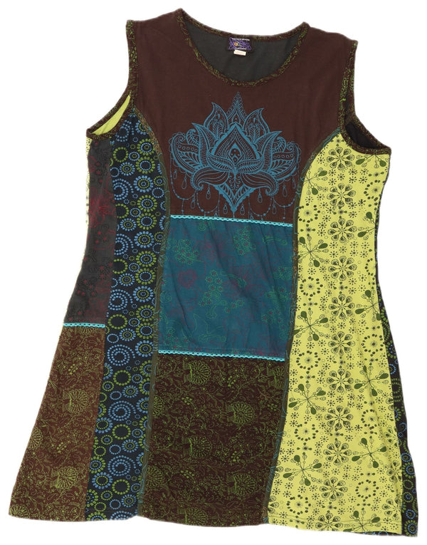 Vintage ženska haljina A-kroja bez rukava UK 20 2XL Raznobojni patchwork