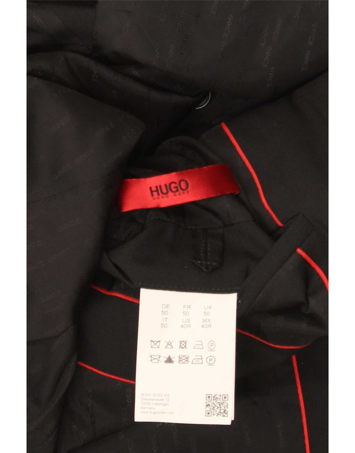 Muška jakna Hugo Boss s 2 gumba, velika crna vunena jakna EU 50