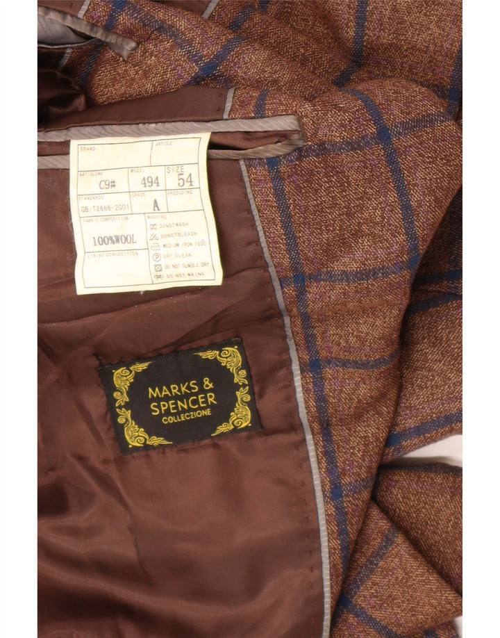 Marks & Spencer muška jakna sako s 1 gumbom IT 54 2XL smeđa karirana vuna