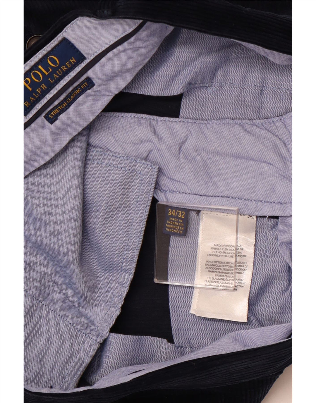 POLO RALPH LAUREN Muške hlače od samta klasičnog kroja W34 L32 tamnoplave