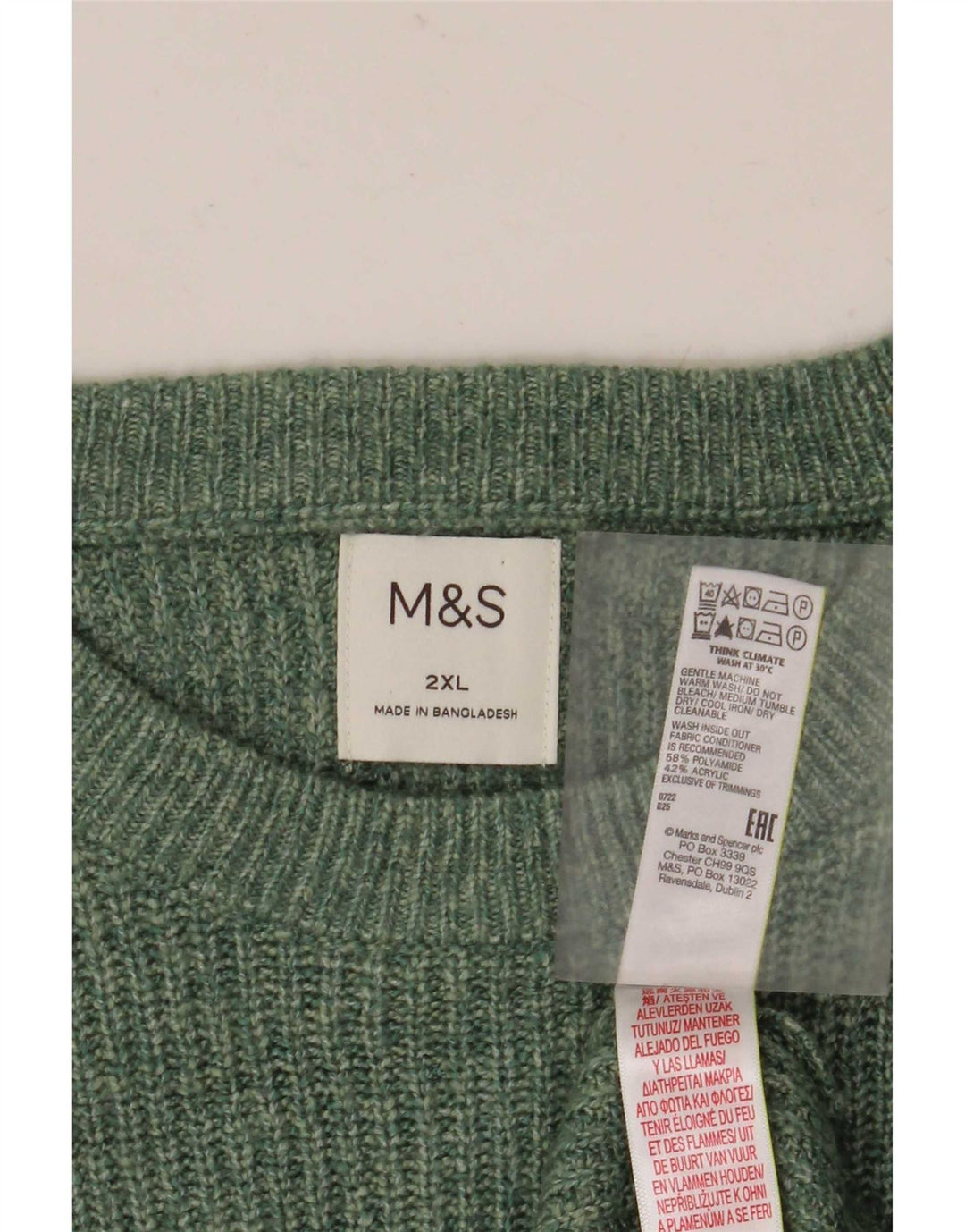 Marks & Spencer muški džemper s okruglim izrezom 2XL zeleni poliamid
