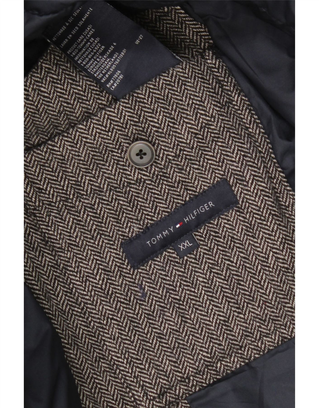 Tommy Hilfiger muška podstavljena jakna UK 44 2XL siva riblja kost vuna