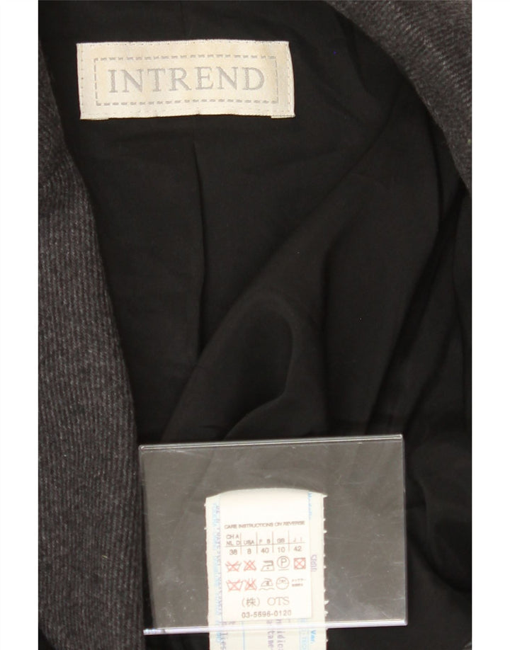 INTREND Womens 2 Button Blazer Jacket UK 10 Small Grey Wool Vintage Intrend and Second-Hand Intrend from Messina Hembry 