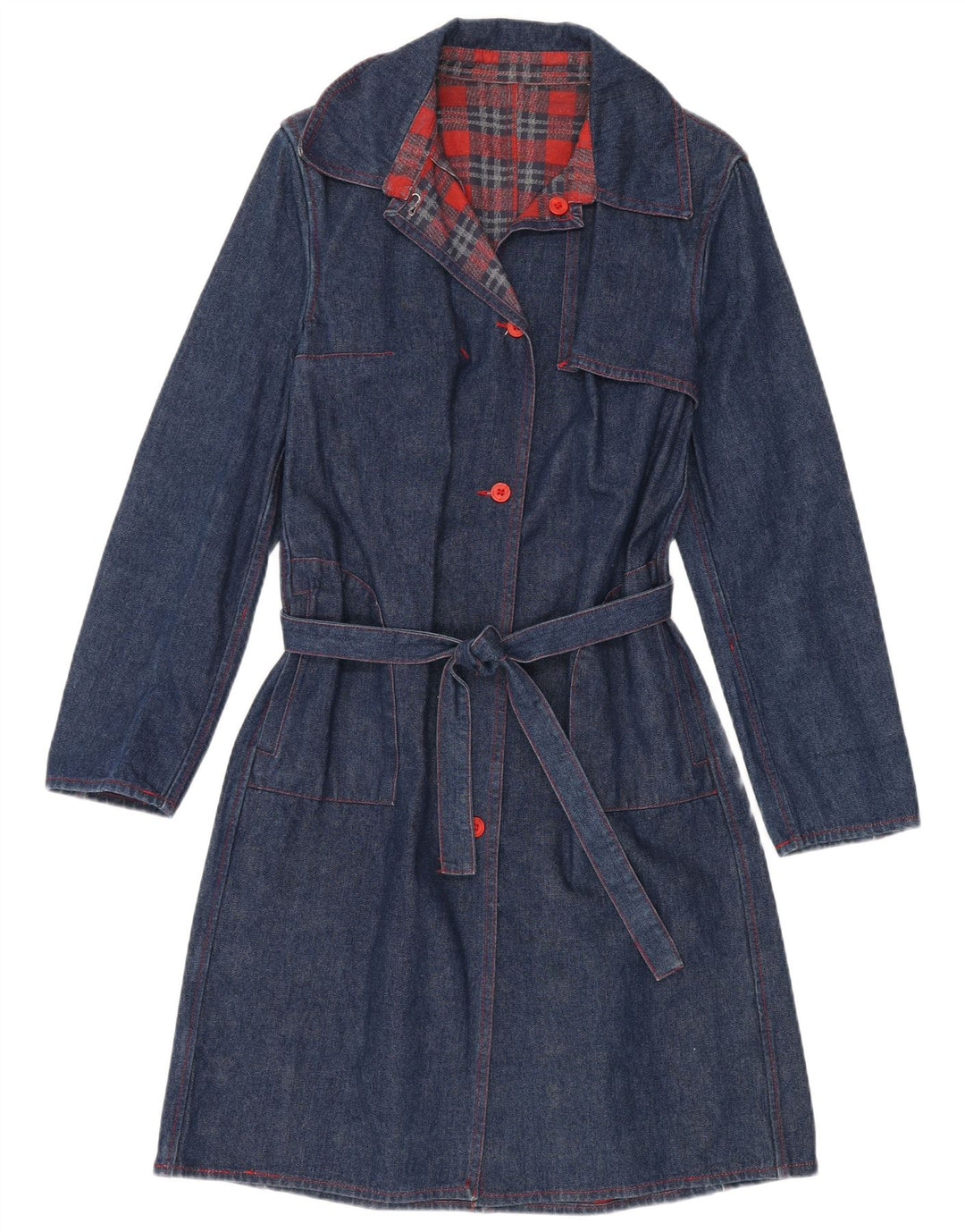 VINTAGE ženski traper kaput UK 14 Srednje tamnoplavi