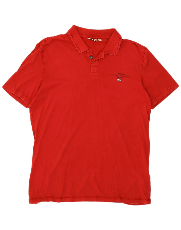 NAPAPIJRI Mens Polo Shirt Large Red Cotton