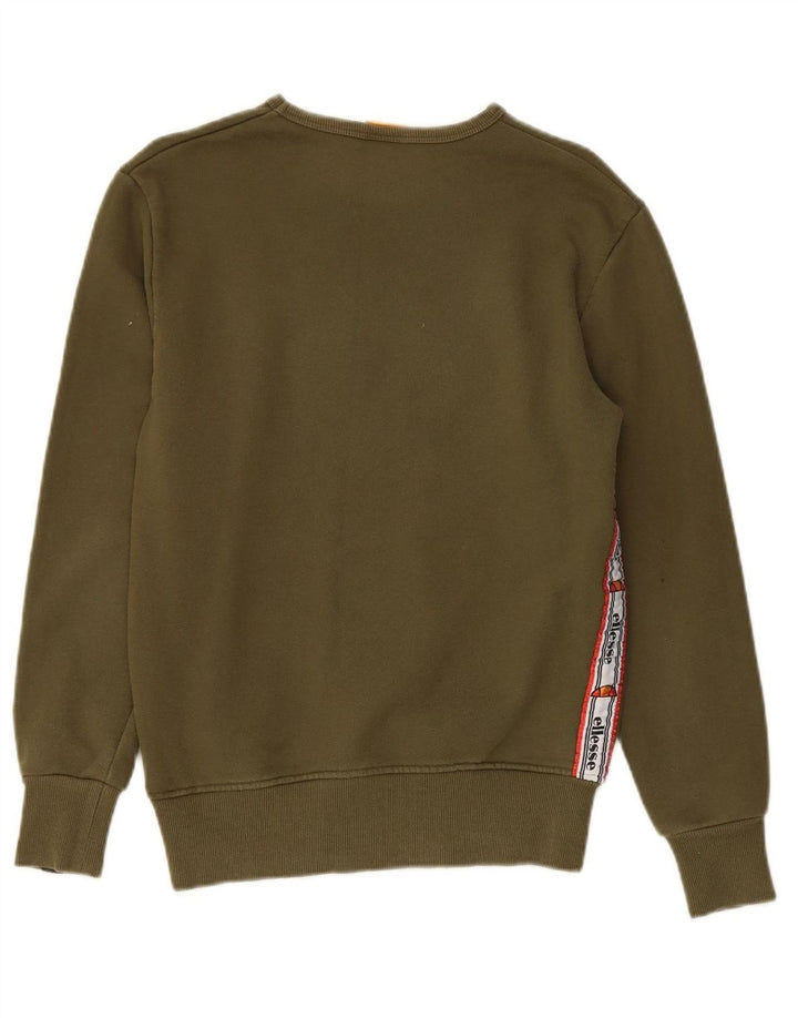 ELLESSE Womens Graphic Sweatshirt Jumper UK 12 Medium Khaki Cotton