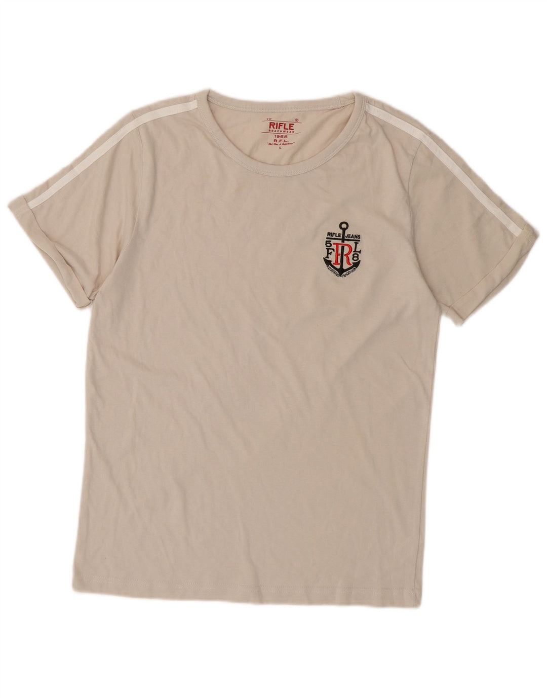 RIFLE Ženska majica kratkih rukava UK 14 Large Off White Pamuk