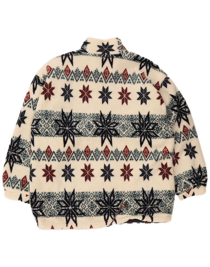 Vintage muška flis jakna UK 40 Large White Fair Isle poliester