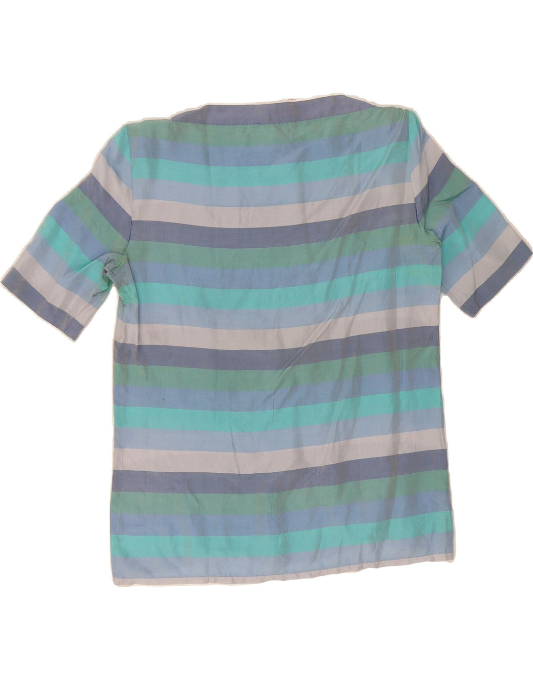 UMBERTO GINOCCHIETTI Womens Blouse Top IT 44 Medium Blue Striped Silk Vintage Umberto Ginocchietti and Second-Hand Umberto Ginocchietti from Messina Hembry 