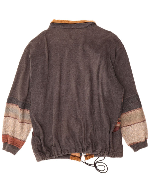 Vintage muška bombaška jakna s grafičkim motivima UK 42 XL siva akrilna boja