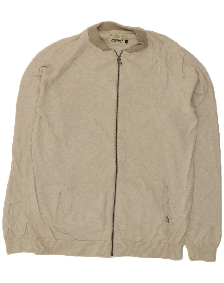 JACK & JONES Mens Cardigan Sweater Large Grey Cotton Vintage Jack & Jones and Second-Hand Jack & Jones from Messina Hembry 
