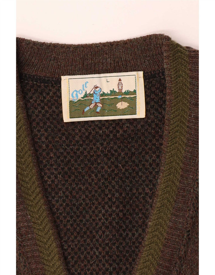 Vintage muški kardigan pulover s velikim smeđim pjegama