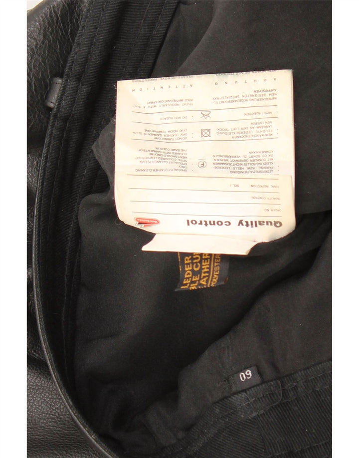 VINTAGE muške ravne kožne hlače W40 L29 crna koža