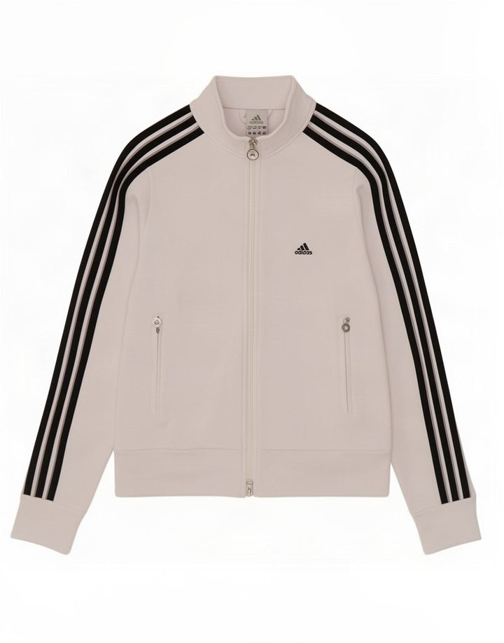 Adidas ženska gornja jakna za trenirku UK 10 Mala bijela poliesterska