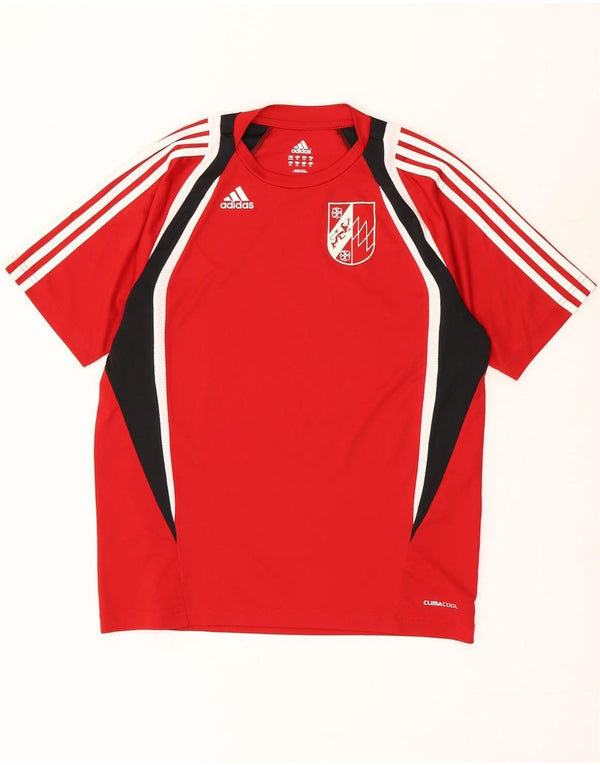 Adidas Boys Climacool Graphic T-Shirt Top 15-16 Years Red Colourblock