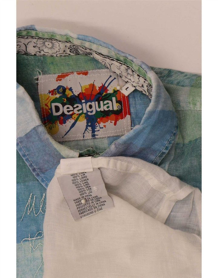 Desigual muška košulja kratkih rukava s grafičkim motivima, veliko bijelo karirano platno