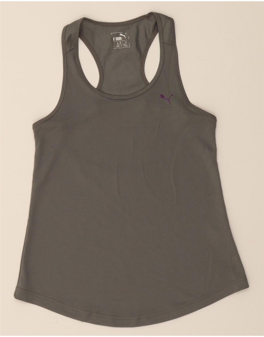 PUMA Womens Vest Top UK 10 Small Grey Polyester Vintage Puma and Second-Hand Puma from Messina Hembry 
